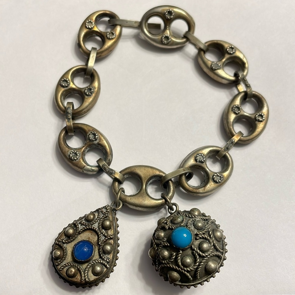 Antique Etruscan Charm Bracelet